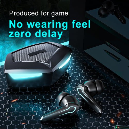 Bluetooth 5.1 gaming headset with zero delay and no wearing feel, ideal for immersive gaming experience.
